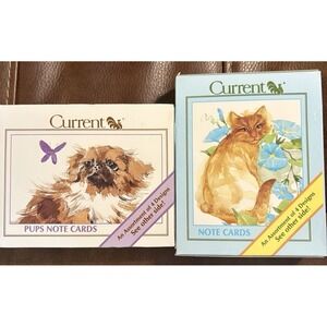 Vtg  CURRENT INC Illustrated Cats and dogs‎  Blank Cards 1988 set of 2 boxes NOS